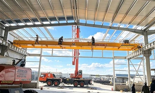 โรงถลุงเหล็กในสหรัฐอาหรับเอมิเรตส์: LDA เครนเหนือศีรษะคานเดี่ยวและรถเข็นคู่